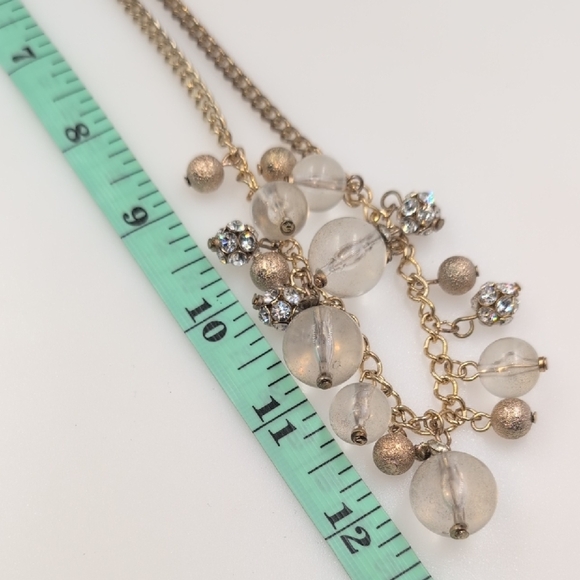Gold Crystal Choker Necklace Elegant Floral Design - Picture 6 of 7